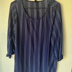 W5 Lightweight Navy Striped Women's Top 1X